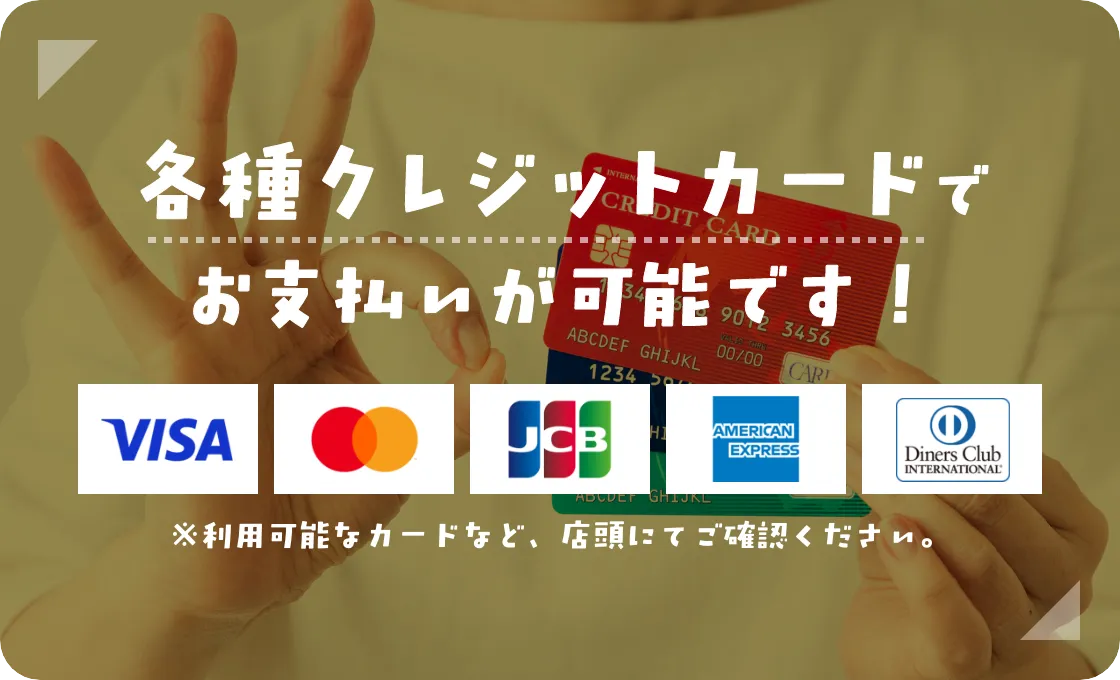 各種クレジットカードでお支払いが可能です